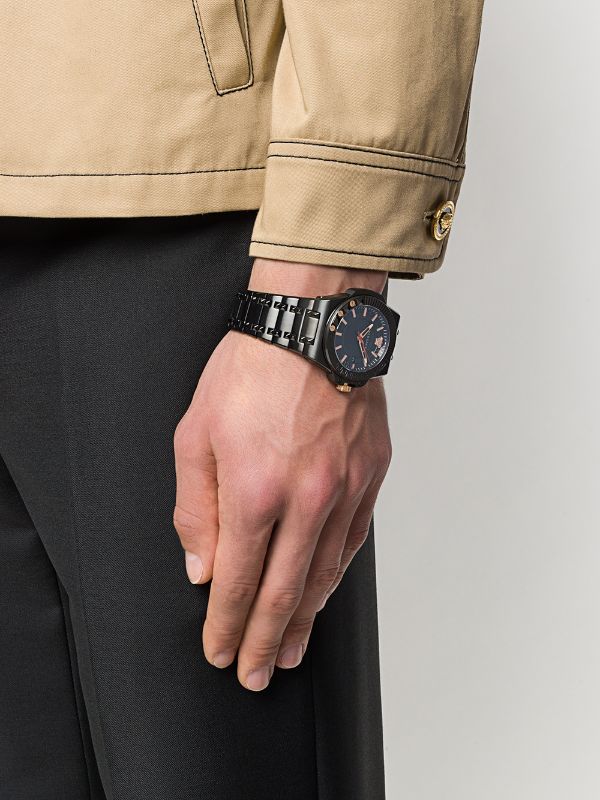  Shop Authentic Versace Chain Reaction Quartz Black Dial Black Steel Strap Watch for Men - VEDY00719 - Luxxuri