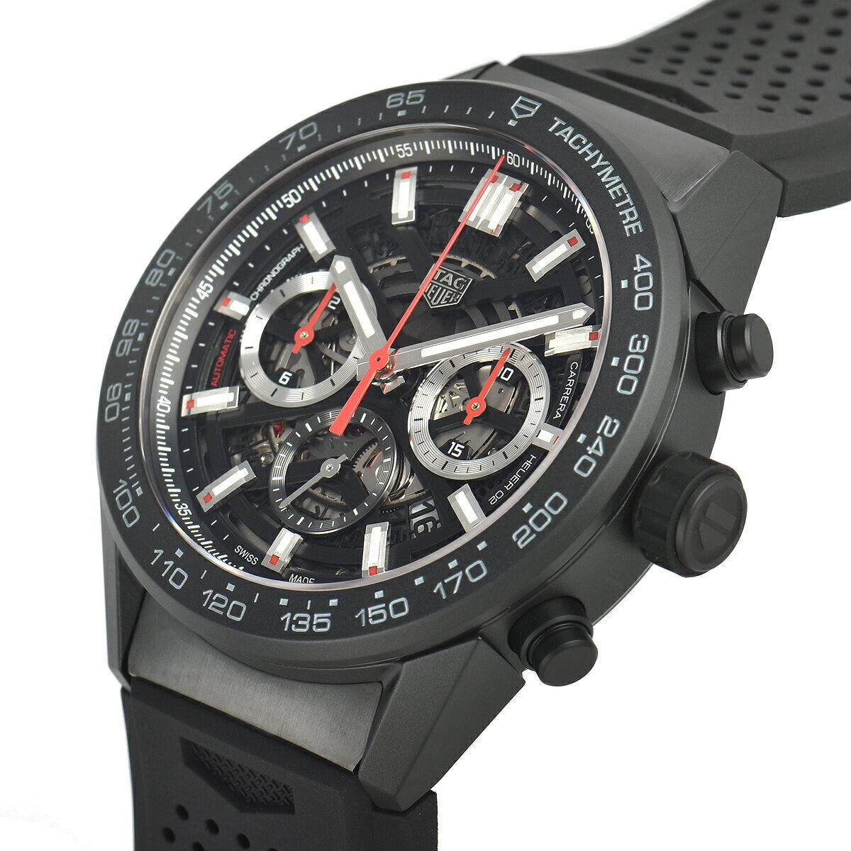  Shop Authentic Tag Heuer Carrera Automatic Chronograph Black Dial Black Rubber Strap Watch for Men - CBG2A90.FT6173 - Luxxuri