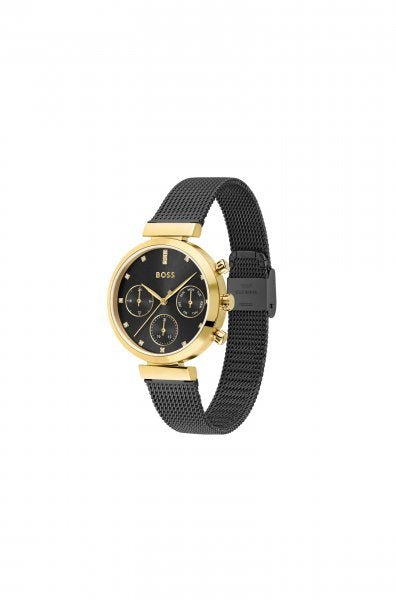  Shop Authentic Hugo Boss Flawless Black Dial Black Mesh Bracelet Watch for Women - 1502627 - Luxxuri