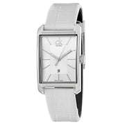  Shop Authentic Calvin Klein Window White Dial White Leather Strap Watch for Men - K2M21120 - Luxxuri
