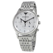  Shop Authentic Emporio Armani Classic Chronograph Silver Dial Silver Steel Strap Watch For Men - AR1879 - Luxxuri