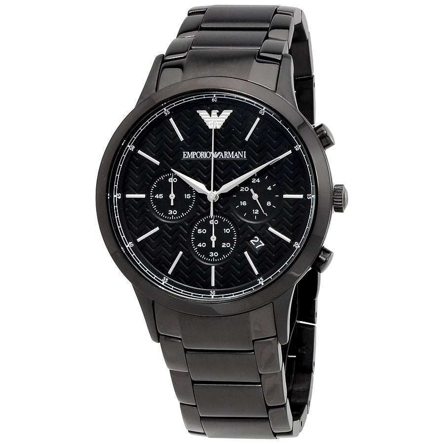  Shop Authentic Emporio Armani Dress Chronograph Quartz Black Dial Black Stainless Steel Strap Watch For Men - AR2485 - Luxxuri