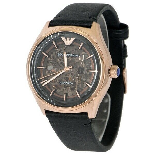  Shop Authentic Emporio Armani Meccanico Black Dial Black Leather Watch For Men - AR60004 - Luxxuri