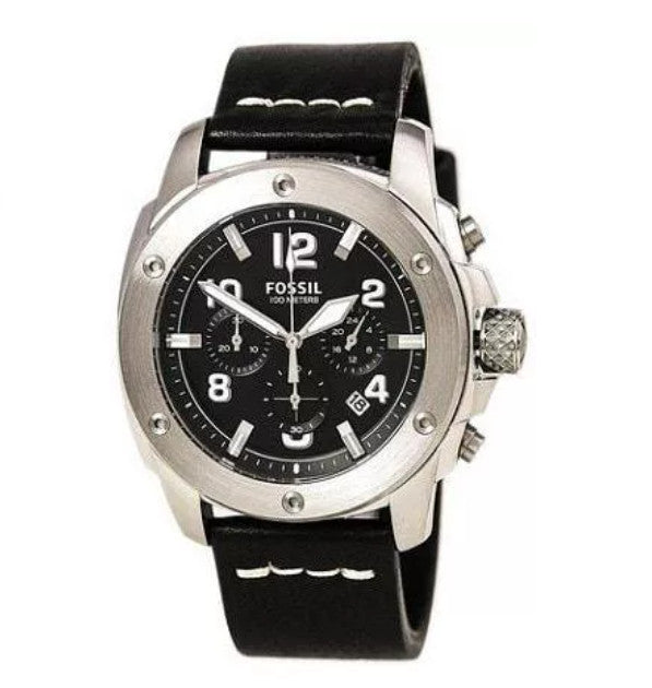  Shop Authentic Fossil Modern Machine Chronograph Black Dial Black Leather Strap Watch for Men - FS4928 - Luxxuri