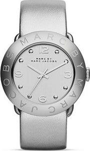  Shop Authentic Marc Jacobs Amy Silver Dial Silver Leather Strap Watch for Women - MBM8626 - Luxxuri