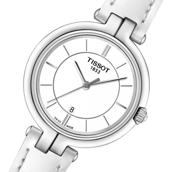  Shop Authentic Tissot T Lady Flamingo White Dial White Leather Strap Watch For Women - T094.210.16.011.00 - Luxxuri