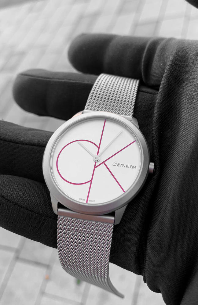  Shop Authentic Calvin Klein Minimal White Dial Silver Mesh Bracelet Watch for Women - K3M52152 - Luxxuri