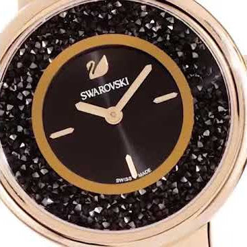  Shop Authentic Swarovski Crystalline Pure Black Dial Black Leather Strap Watch for Women - 5275043 - Luxxuri