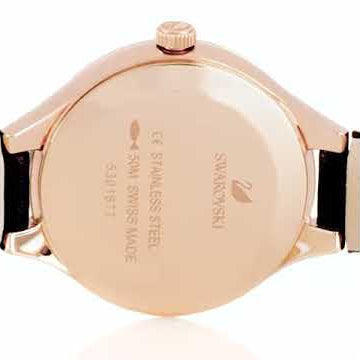  Shop Authentic Swarovski Lovely Crystals Analog Black Dial Black Leather Strap Watch for Women - 5301877 - Luxxuri
