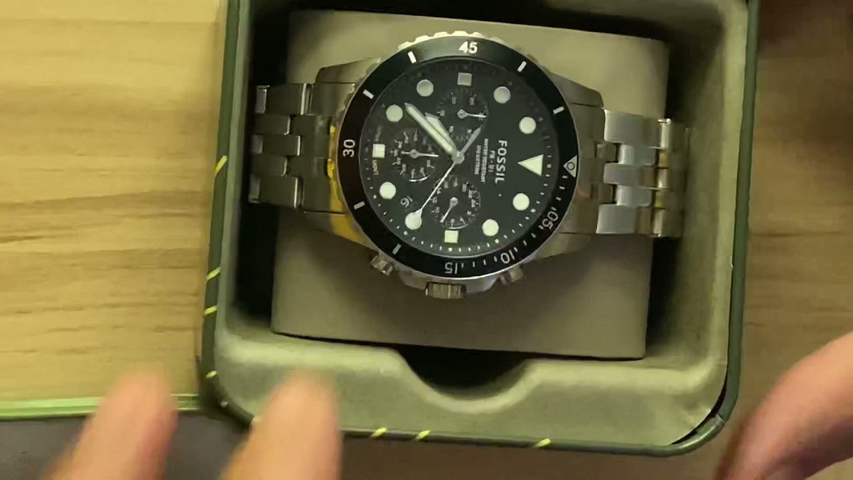  Shop Authentic Fossil FB-01 Chronograph Black Dial Silver Steel Strap Watch for Men - FS5837 - Luxxuri