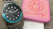  Shop Authentic Fossil FB-01 Chronograph Black Dial Silver Steel Strap Watch for Men - FS5827 - Luxxuri