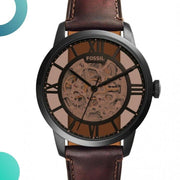  Shop Authentic Fossil Townsman Automatic Skeleton Brown Dial Brown Leather Strap Watch for Men - ME3098 - Luxxuri