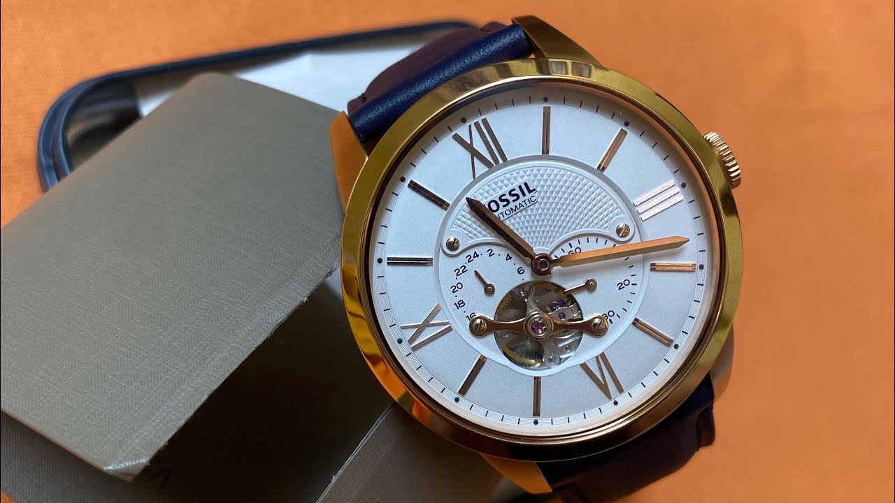  Shop Authentic Fossil Townsman Automatic Chronograph White Dial Blue Leather Strap Watch for Men - ME3167 - Luxxuri