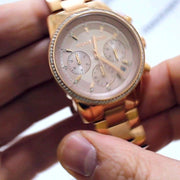  Shop Authentic Michael Kors Ritz Chronograph Mother of Pearl White Dial Two Tone Steel Strap Watch For Women - MK6769 - Luxxuri