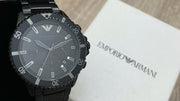  Shop Authentic Emporio Armani Diver Chronograph Black Dial Black Silicon Strap Watch For Men - AR11515 - Luxxuri