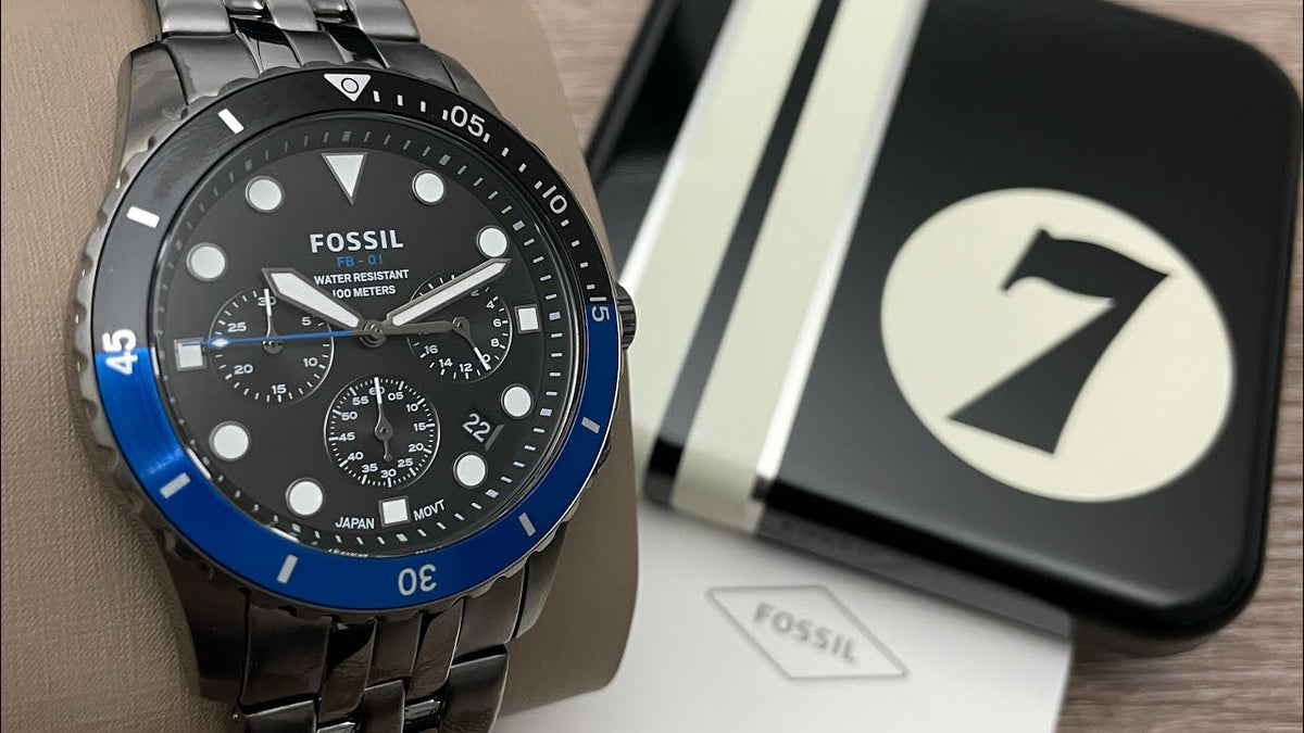  Shop Authentic Fossil FB-01 Chronograph Black Dial Grey Steel Strap Watch for Men - FS5835 - Luxxuri