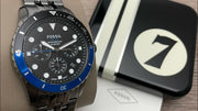  Shop Authentic Fossil FB-01 Chronograph Black Dial Grey Steel Strap Watch for Men - FS5835 - Luxxuri