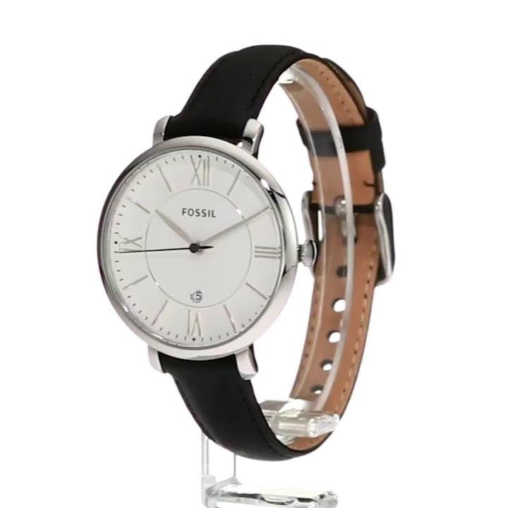  Shop Authentic Fossil Jacqueline Quartz White Dial Black Leather Strap Watch for Women - ES3972 - Luxxuri