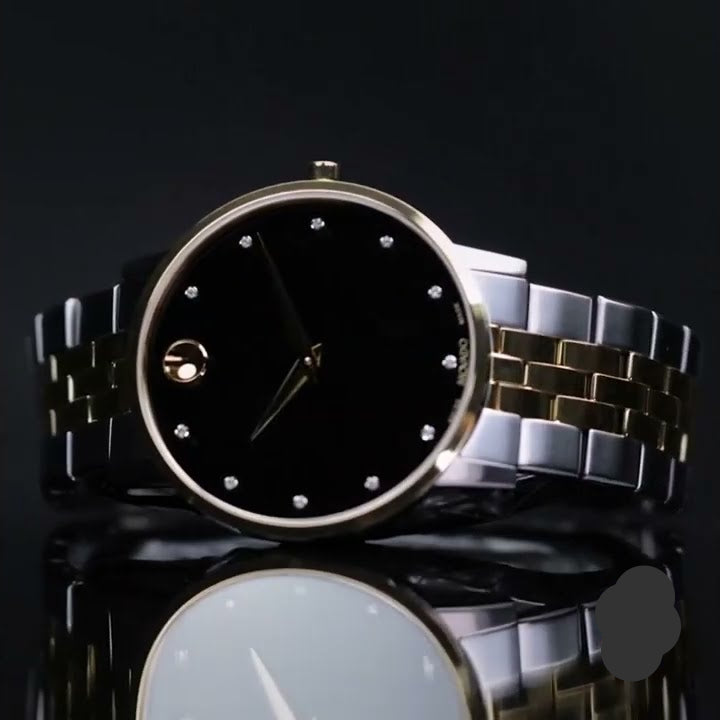  Shop Authentic Movado Museum Classic Diamonds Black Dial Two Tone Steel Strap Watch for Men - 0607202 - Luxxuri