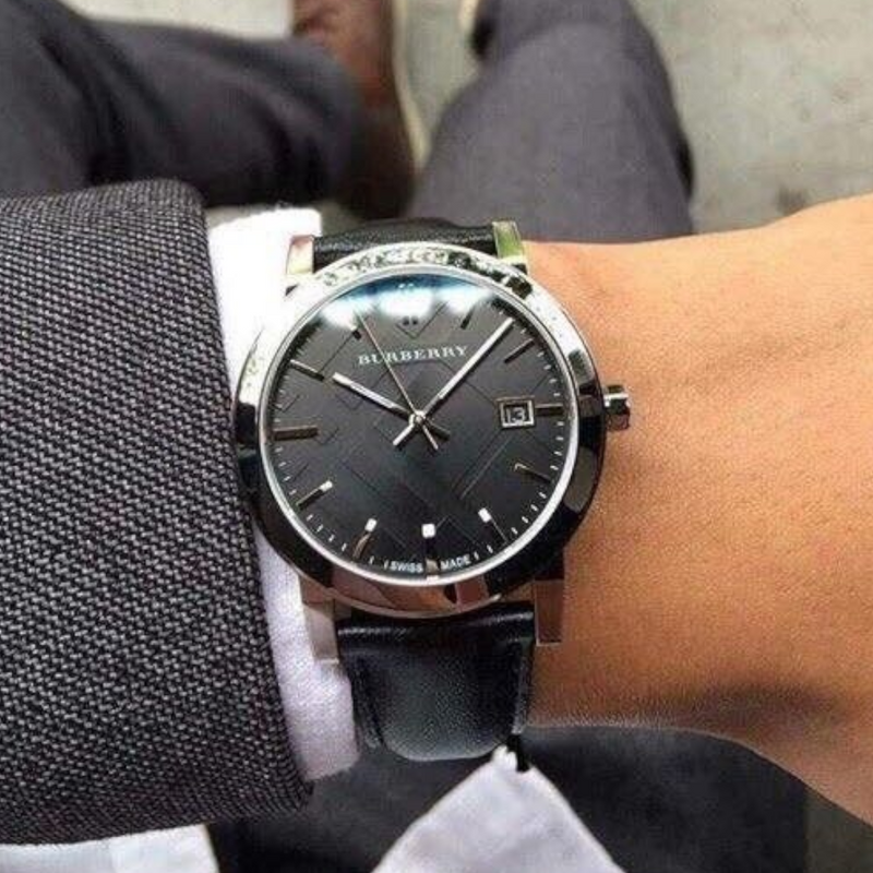  Shop Authentic Burberry The City Black Dial Black Leather Strap Watch for Men - BU9906 - Luxxuri
