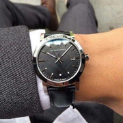  Shop Authentic Burberry The City Black Dial Black Leather Strap Watch for Men - BU9906 - Luxxuri