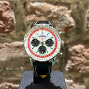  Shop Authentic Breitling Navitimer B01 Chronograph 43 Boeing 747 White Dial Black Leather Strap Watch for Men - AB01383B1G1P1 - Luxxuri