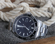  Shop Authentic Tag Heuer Aquaracer Caliber 5 Automatic Black Dial Silver Steel Strap Watch for Men - WAK2110.BA0830 - Luxxuri