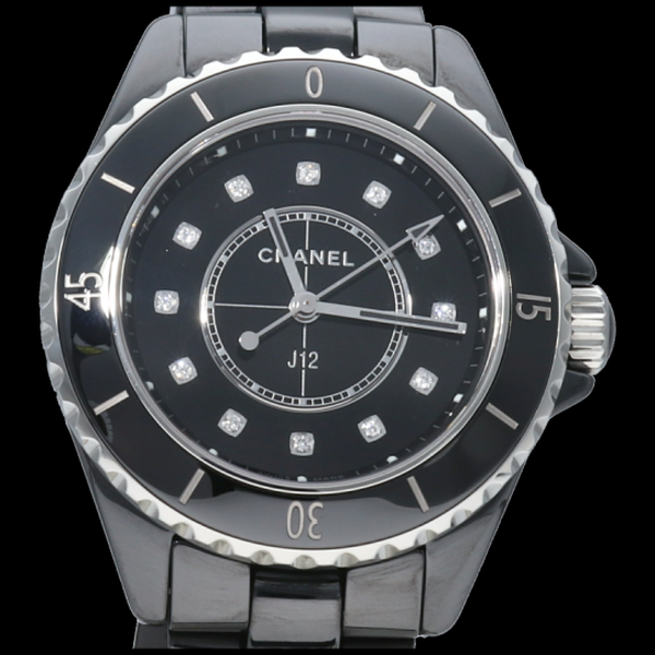  Shop Authentic Chanel J12 Quartz Diamonds Black Dial Black Steel Strap Watch for Women - J12 H5701 - Luxxuri