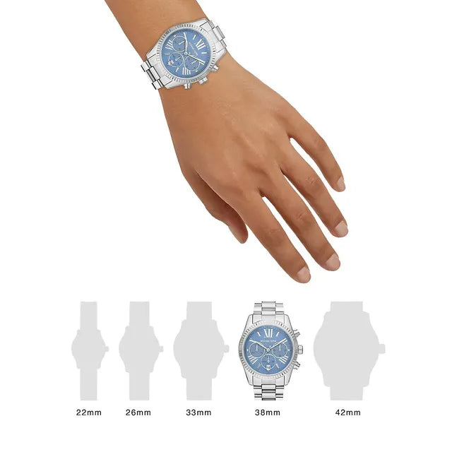  Shop Authentic Michael Kors Lexington Chronograph Blue Dial Silver Steel Strap Watch For Women - MK7215 - Luxxuri