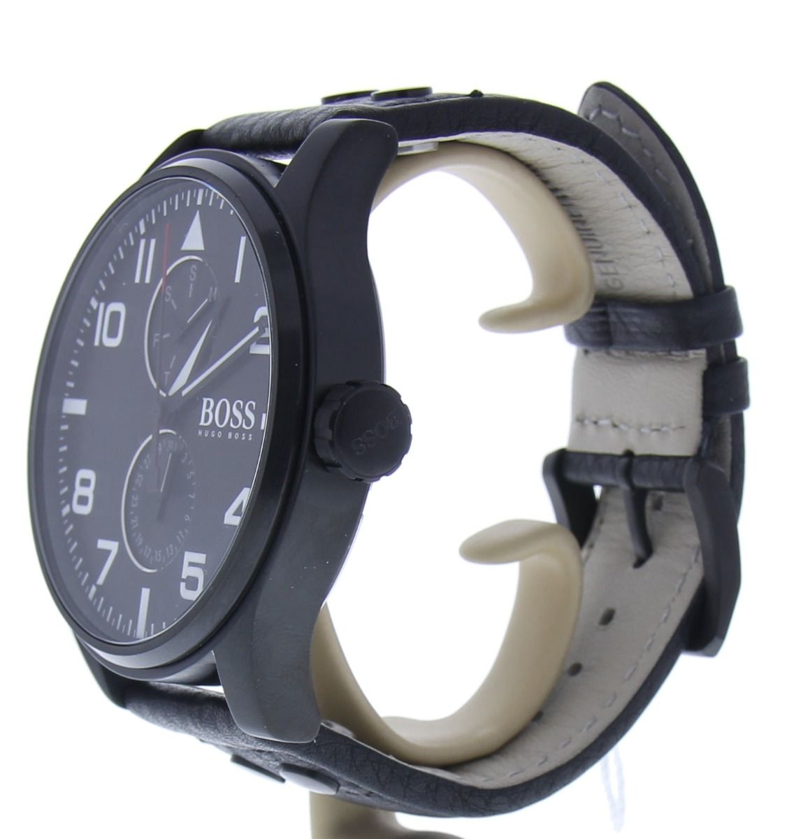  Shop Authentic Hugo Boss Aeroliner Black Dial Black Leather Strap Watch For Men - 1513083 - Luxxuri