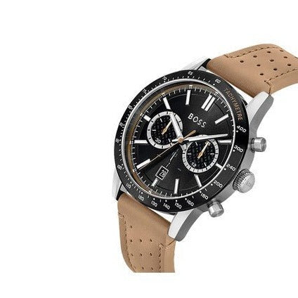  Shop Authentic Hugo Boss Allure Black Dial Brown Leather Strap Watch for Men - 1513964 - Luxxuri
