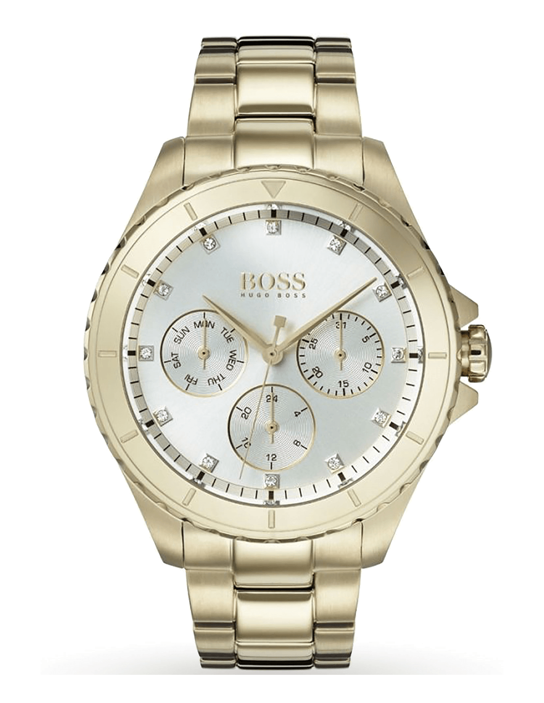  Shop Authentic Hugo Boss Premiere White Dial Gold Steel Strap Watch for Women - 1502445 - Luxxuri