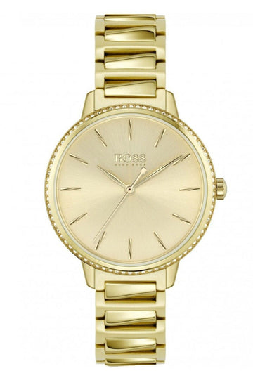  Shop Authentic Hugo Boss Signature Gold Dial Gold Steel Strap Watch for Women - 1502541 - Luxxuri