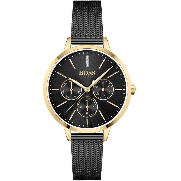 Shop Authentic Hugo Boss Symphony Black Dial Black Mesh Bracelet Watch for Women - 1502601 - Luxxuri
