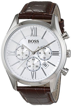  Shop Authentic Hugo Boss Attitude White Dial Brown Leather Strap Watch for Men - 1513609 - Luxxuri