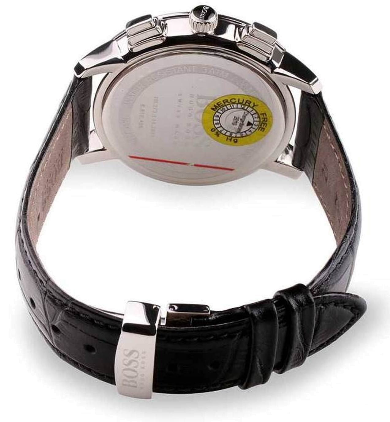  Shop Authentic Hugo Boss Chronograph Black Dial Black Leather Strap Watch For Men - 1513266 - Luxxuri