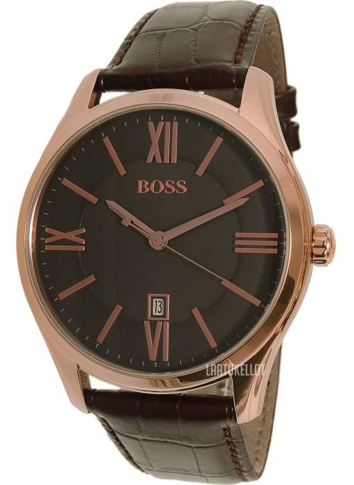  Shop Authentic Hugo Boss Ambassador Grey Dial Brown Leather Strap Watch for Men - 1513387 - Luxxuri