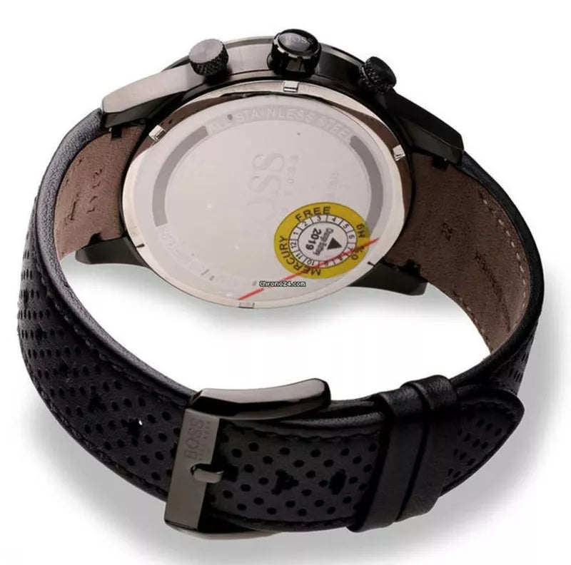  Shop Authentic Hugo Boss Rafale Chronograph Black Dial Black Leather Strap Watch For Men - 1513456 - Luxxuri