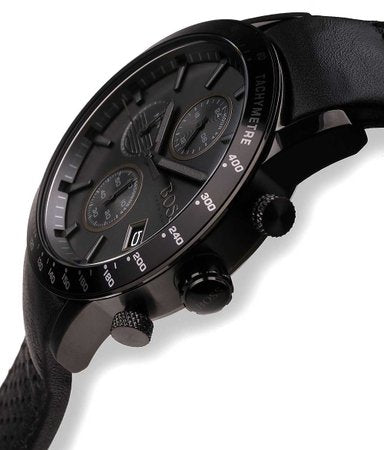  Shop Authentic Hugo Boss Rafale Chronograph Black Dial Black Leather Strap Watch For Men - 1513456 - Luxxuri