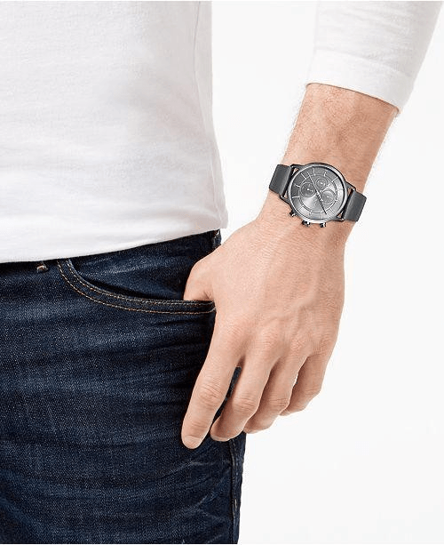  Shop Authentic Hugo Boss Architectural Grey Dial Grey Leather Strap Watch for Men - 1513570 - Luxxuri