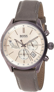  Shop Authentic Hugo Boss Grand Prix White Dial Grey Leather Strap Watch for Men - 1513633 - Luxxuri