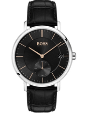  Shop Authentic Hugo Boss Corporal Black Dial Black Leather Strap Watch for Men - 1513638 - Luxxuri