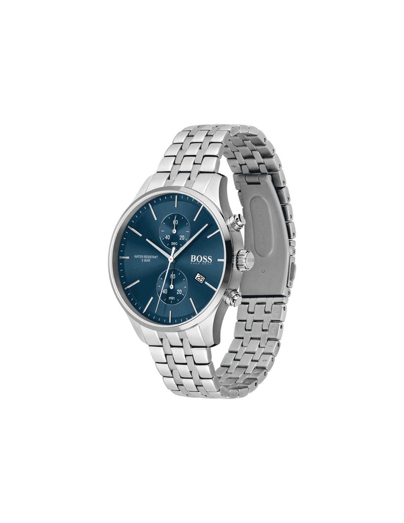 Shop Authentic Hugo Boss Associate Blue Dial Silver Steel Strap Watch for Men - 1513839 - Luxxuri