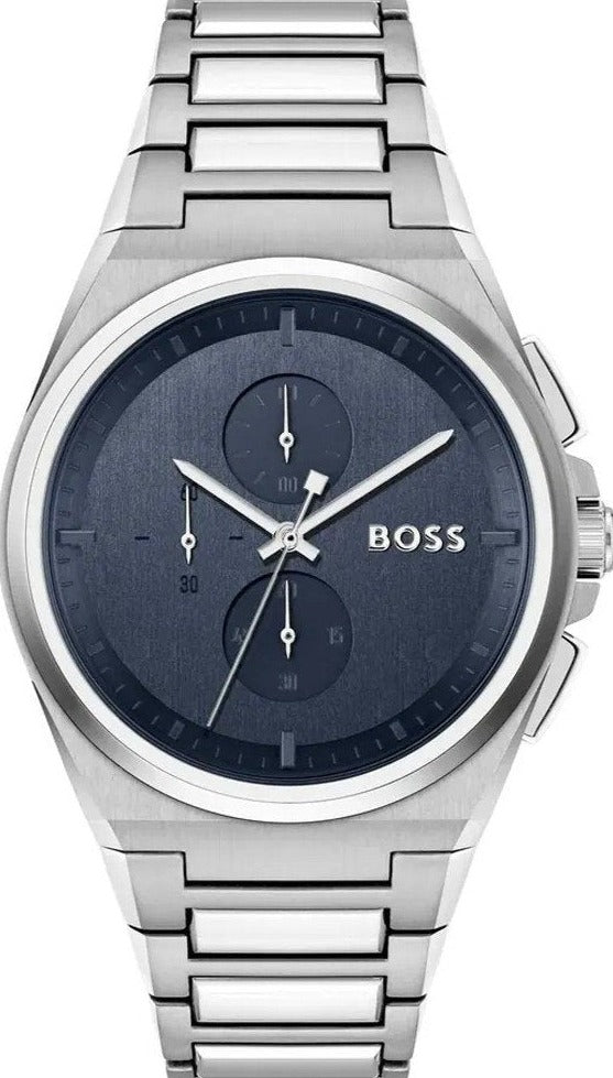  Shop Authentic Hugo Boss Steer Chronograph Blue Dial Silver Steel Strap Watch For Men - 1514048 - Luxxuri