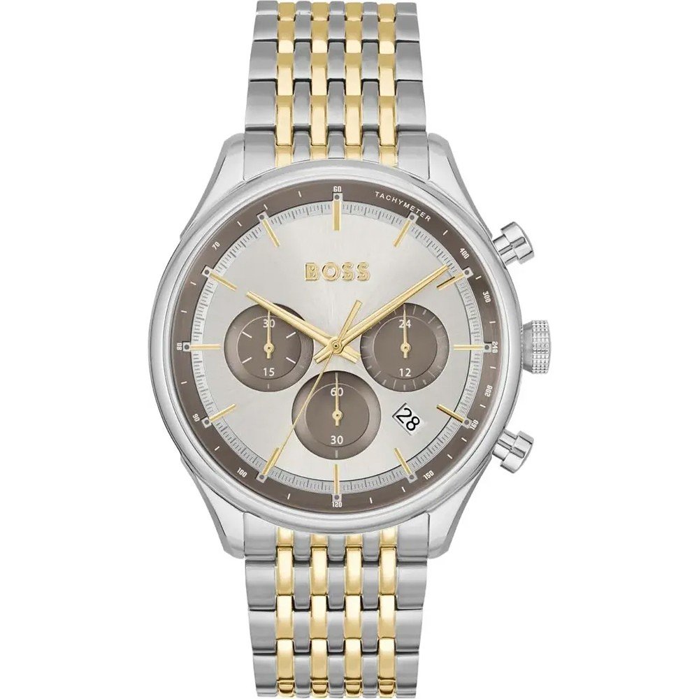  Shop Authentic Hugo Boss Gregor Chronograph Silver Dial Two Tone Steel Strap Watch For Men - 1514053 - Luxxuri