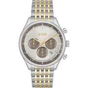  Shop Authentic Hugo Boss Gregor Chronograph Silver Dial Two Tone Steel Strap Watch For Men - 1514053 - Luxxuri