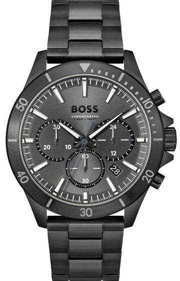  Shop Authentic Hugo Boss Troper Chronograph Grey Dial Grey Steel Strap Watch For Men - 1514058 - Luxxuri