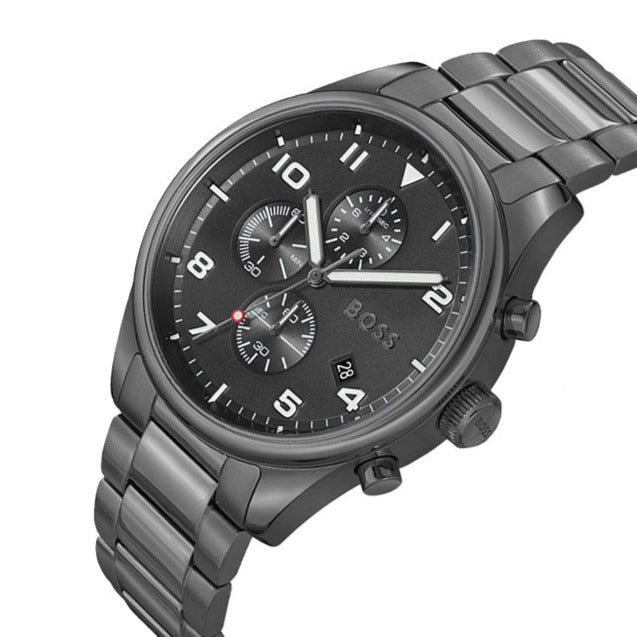  Shop Authentic Hugo Boss View Chronograph Grey Dial Grey Steel Strap Watch For Men - 1513991 - Luxxuri