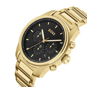  Shop Authentic Hugo Boss Trace Chronograph Black Dial Gold Steel Strap Watch For Men - 1514006 - Luxxuri