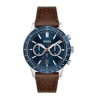  Shop Authentic Hugo Boss Allure Blue Dial Brown Leather Strap Watch for Men - 1513921 - Luxxuri